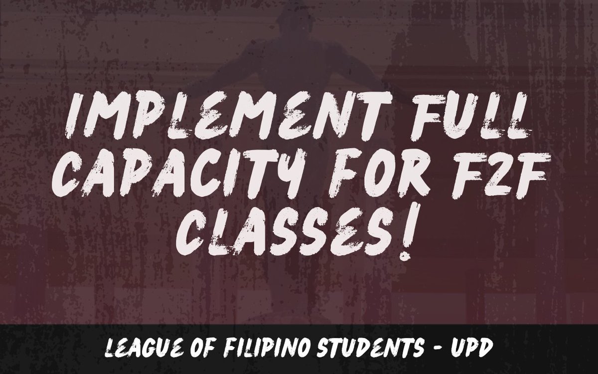 lfsupdiliman's tweet photo. We, the LFS- UPD, demand that the @upsystem to heed our calls for acad ease, support services, and full capacity for F2F classes. As we transition to F2F setup, no student should be left behind!

Join the signature campaign: https://t.co/vdwxd1v7Ob
#DoBetterUP https://t.co/XKQ5cNscfW