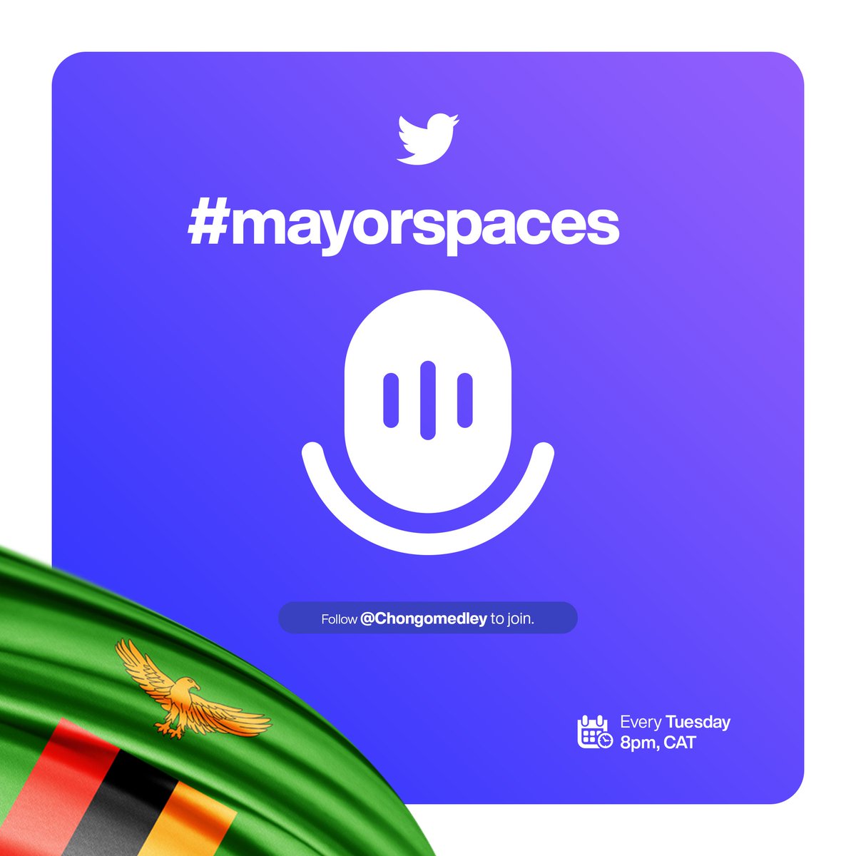 chongomedley's tweet photo. You know what Tuesdays are all about. #MayorSpaces is back tonight at 20hrs. Make a date. ๐
Follow @mediamagnetzam1 @amonpule and @Sibalwa_H ๐ค๐ฝ https://t.co/DwWGuzasXU