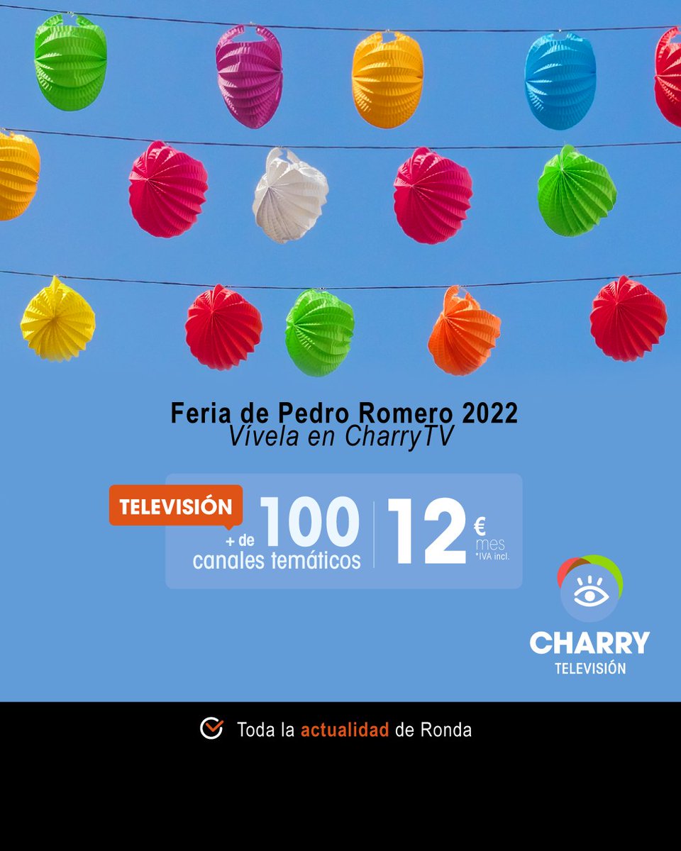 charrytv's tweet photo. La espera ha terminado, ¡ya está de vuelta nuestra Feria! 💃🏻

🎡Disfruta de todo el arte y la alegría de la Feria de Pedro Romero 2022 desde el Real y en #CharryTV. https://t.co/fxBrK5QW7u