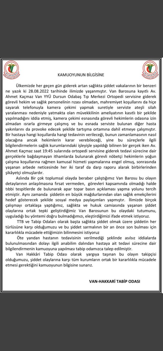 md_dalican's tweet photo. @HuderVan Hastamin durumu nasıl diye sormuş doktorlar da saldırmış öyle mi?
Keşke bunu Van tabip odasının açıklaması ile birlikte paylaşsaydiniz
da insanlar tahmini olarak ne olduğunu kısmen anlasaydi https://t.co/QYEP6gx8t5