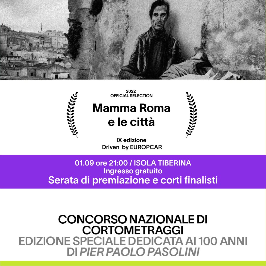 Giovedì 1 settembre – Serata di premiazione dei 12 cortometraggi finalisti di #MammaRomaeleCittà, il concorso di #IsolaDelCinema rivolto ai giovani #filmmakers under 30. Ingresso gratuito