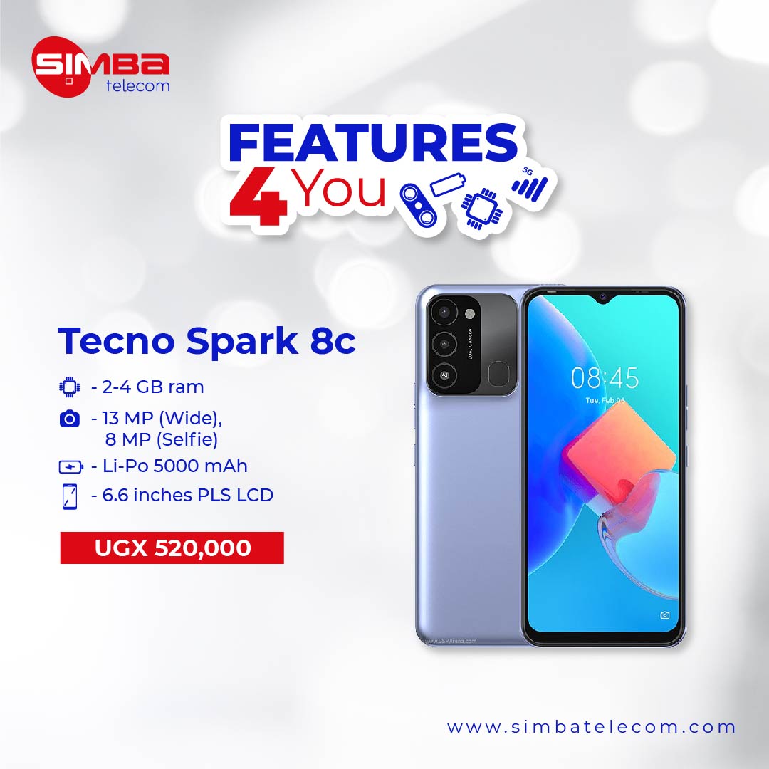 #Features4You 

Stay online for longer with the Tecno Spark 8C battery life (5000mAh)

Order now from a trusted #SimbaTelecom dealer : 0776202909 / 0772120389

#TecnoMobile #TecnoSpark8C