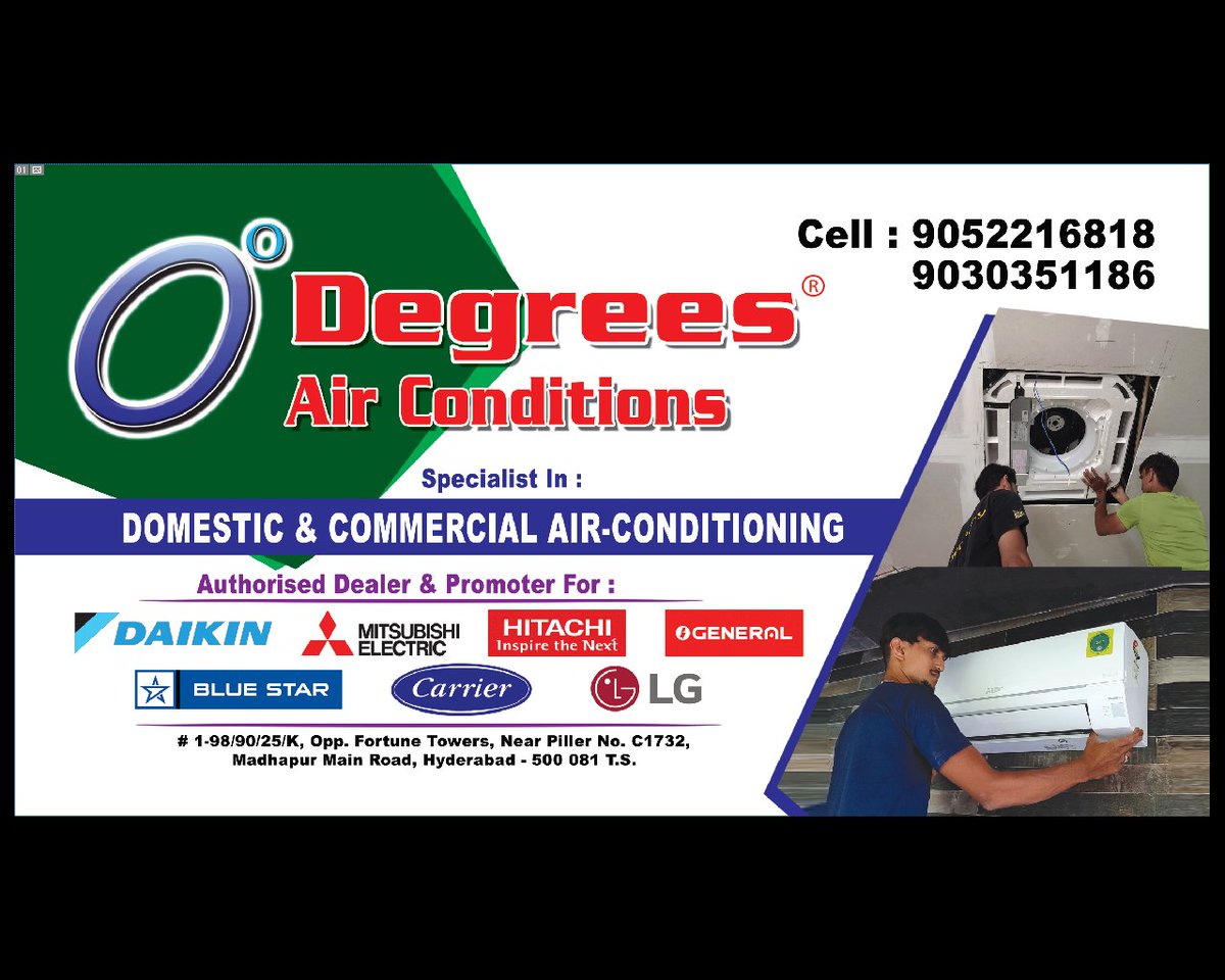 zerodegrees_ac's tweet image. Zerodegrees Airconditions
Now At Madhapur Hyderabad Telangana