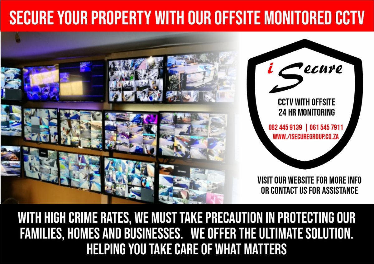 iSecureSecurity's tweet photo. Secure your property with our offsite monitored CCTV.
https://t.co/frltWL0p2V
#isecure #security #isecuregrou #privatesecurity #excelentservice #performance #dedicatedteam #professionaltraining #professoinal #support #highestethical #qualityservice #quality #mbombela #nelspruit https://t.co/OXwGPkQTCx