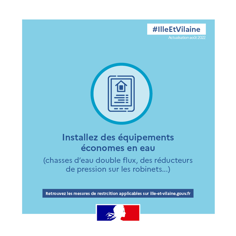 bretagnegouv's tweet photo. #Sécheresse | 💧 Depuis le 12 août 2022, le département d'#IlleEtVilaine est placé en crise sécheresse. Il est plus que jamais nécessaire de maîtriser sa consommation d’eau.

Ayons les bons réflexes pour économiser l'eau au quotidien ⤵️