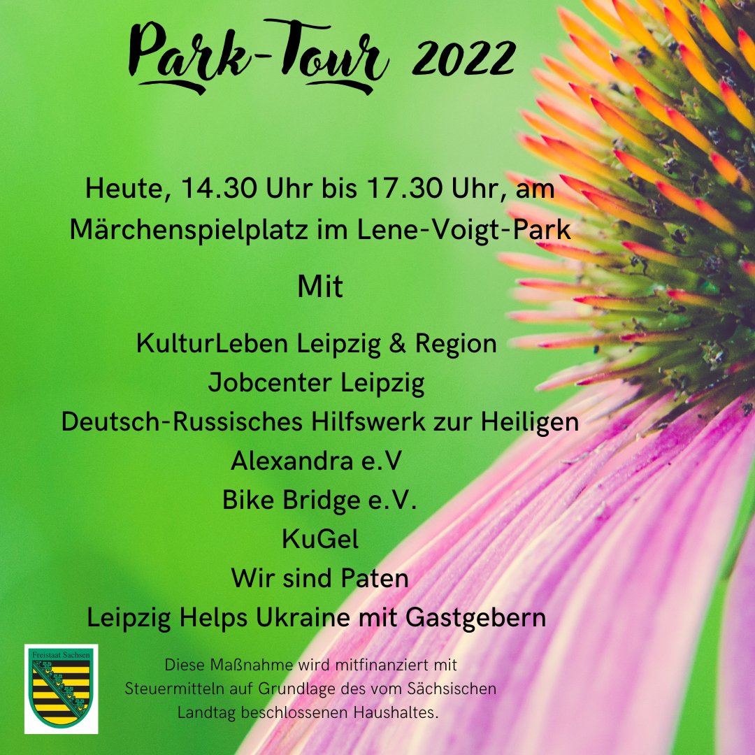 Heute sind wir ganz schön Reudnitz-lastig. Vor dem Projekt der Mühlstraße sind wir mit unserer Park-Tour nämlich im Lene-Voigt-Park und das mit starker Besetzung! Wir freuen uns auf euch! !B