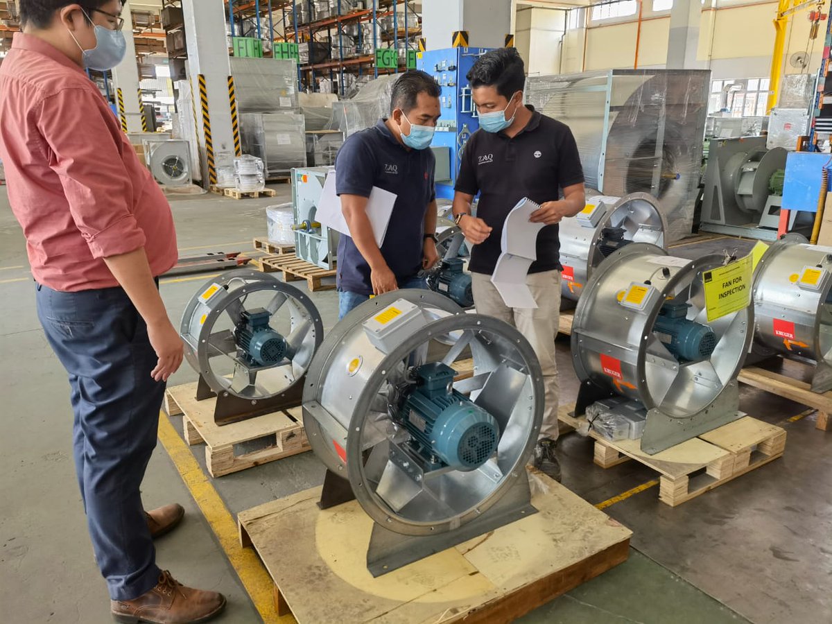 Ipoh_Package3's tweet photo. 18/8/2022
Factory Acceptance Test (FAT) of the ventilation fan for NPS 1, 2, 3 &amp; 4 located at Kruvent Industries Malaysia Sdn. Bhd.
The FAT consists of general arrangement dimension check and functional test to assure that the equipment meets all the contractual specification https://t.co/UlMDfm0dSi