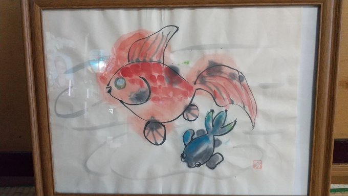 2日連続で母の夢を見たので
これはお盆にも顔を出さなかった僕に来いと言ってるのかと思って
実家に線香あげに来ましたw

仏壇の横に母の描いたと思われる絵があった。
色がにじんでるので、もしかしたらだいぶ弱ってから描いたものかもだけど、それがアクセントになってて結構良い絵だなコレ✨ 