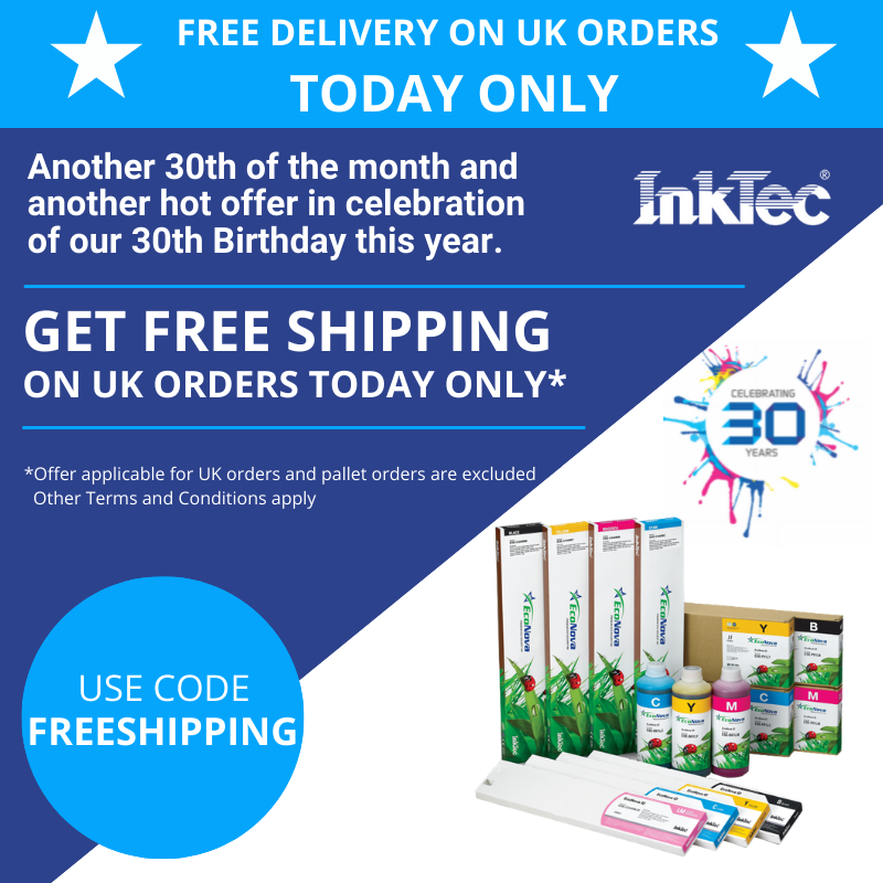 InkTecEurope1's tweet image. Welcome to today's Hot Offer for today only!

GET FREE SHIPPING on all UK orders.

What do you need? bit.ly/3BNLVPW

#Inks #Media #LargeFormatInks #LargeFormatMedia #SolventInks #AqueousInks #LatexInks #WaterBasedInks #JETRIX #InkTec #PrintonPrint #Print #CompatibleInks