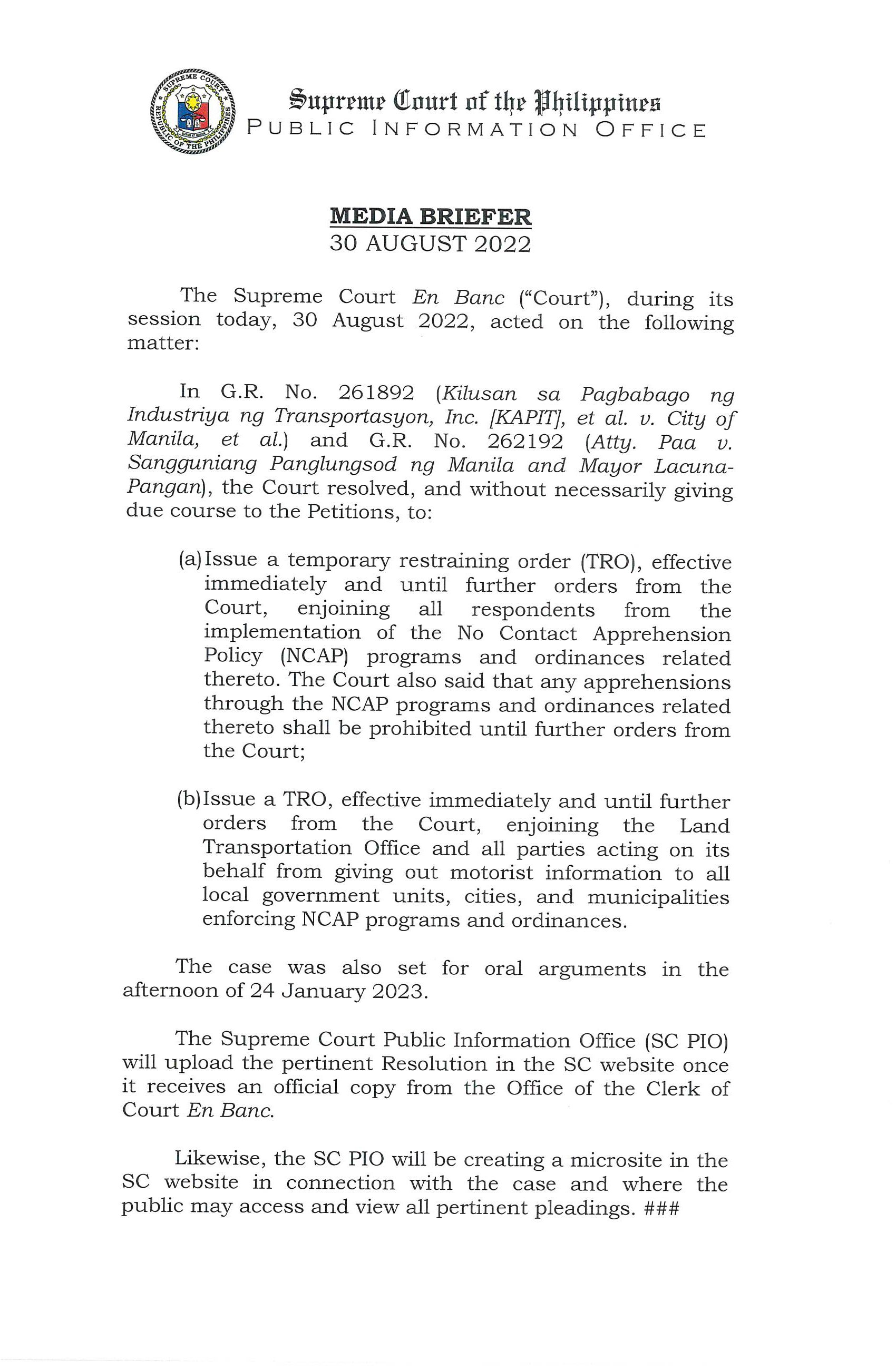 Philippine Supreme Court Public Information Office on X