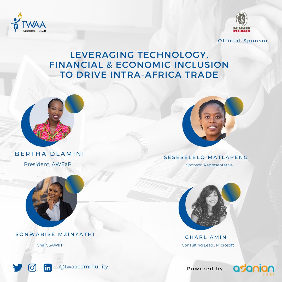 In celebration of women’s month, TWAA in partnership with @adanianlabssa and @africanwomeninbusiness (AWIB) and @bureauveritas is hosting an event that will also mark the official launch of Women in Tech Africa Platform. 
#womenintech #twaacommunity #TWAASAlaunch