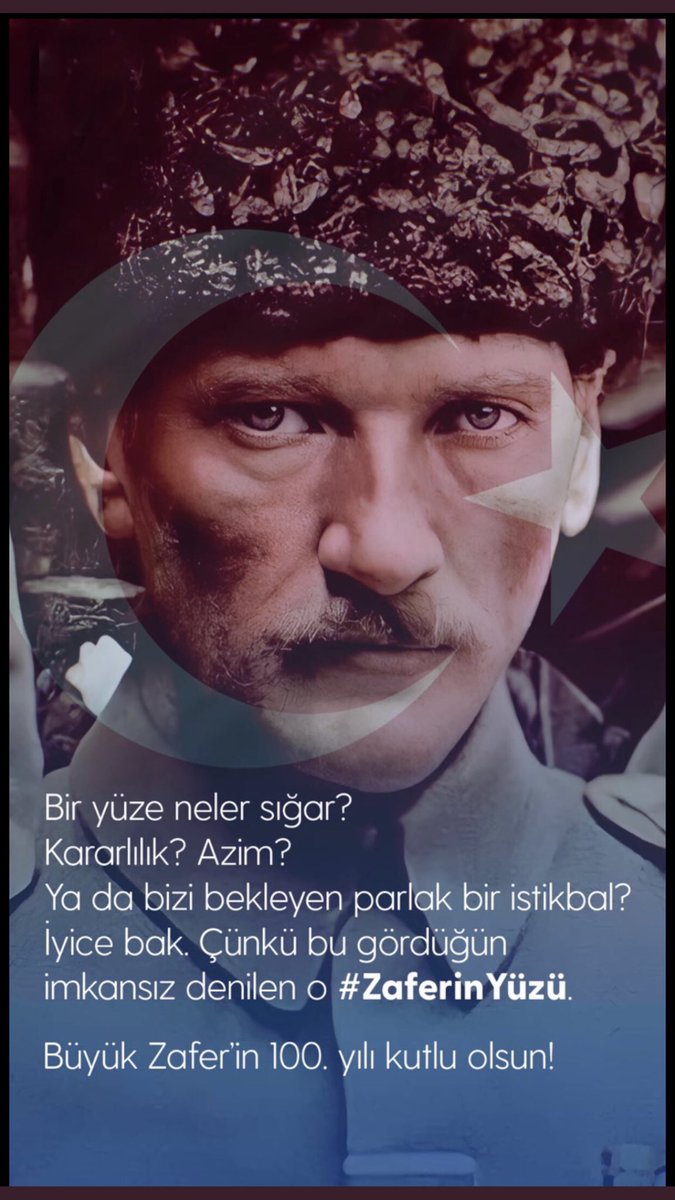 Zafer, "Zafer benimdir" diyebilenindir. 
Mustafa Kemal Atatürk ve silah arkadaşlarını saygı ve sevgiyle anıyoruz.
Büyük destanın 100. yılı, 30 Ağustos Zafer Bayramımız kutlu olsun.