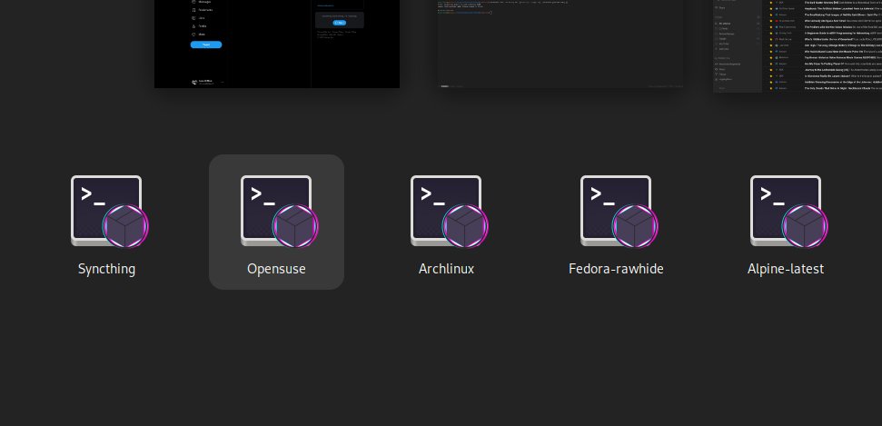 LucaDiMaio11's tweet image. Upcoming version of #distrobox will automatically generate desktop entries for created containers 😀

For already created containers, there will be a &quot;distrobox generate-entry&quot; command ready to use