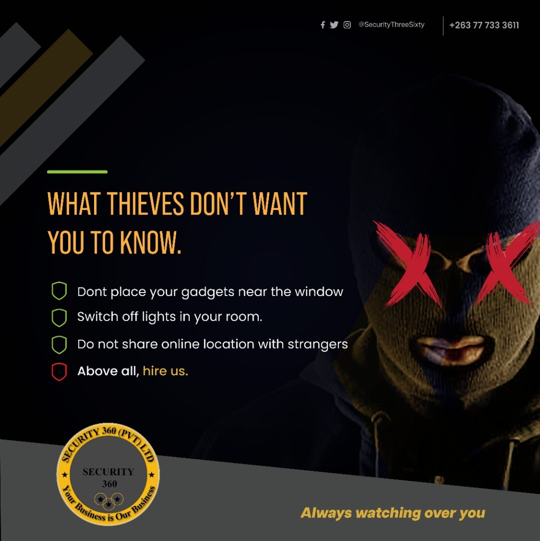 Security360zim's tweet photo. Be vigilant, be watchful  and due deligent , engage a trusted and professional security company to watch over you.
It's not security until it's #securitythreesixty
#professional
#securitymaters
#esteemedbrands
@EsteemComms 
@takemorem1 
@Mavhure1 
@iocdz1 https://t.co/6HUgyc4VkQ