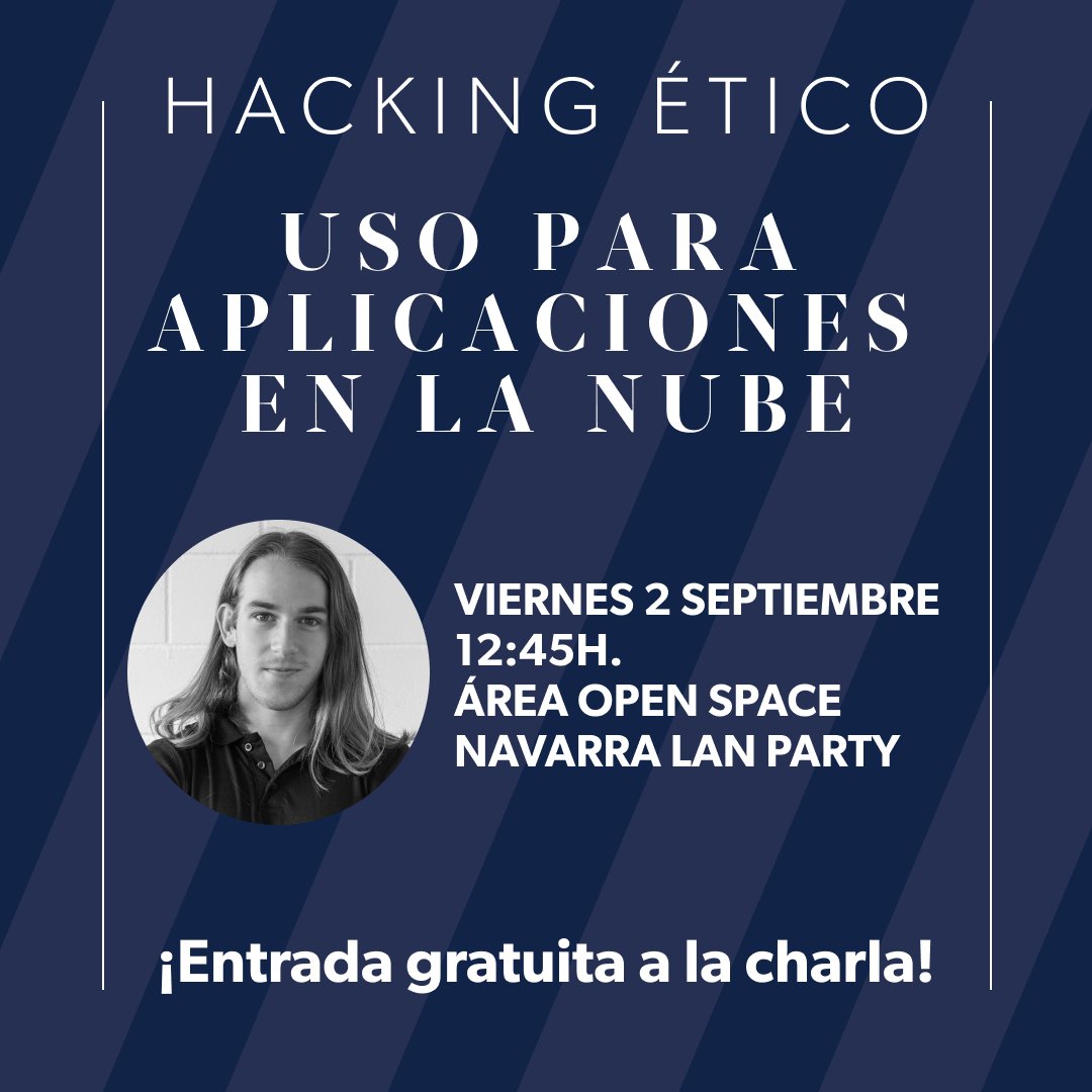 CYCTweet's tweet photo. Te esperamos!
#ciberseguridad #HackingEtico #Pentesting #NavarraLANParty #NLP3 https://t.co/KZKhhdSBHP