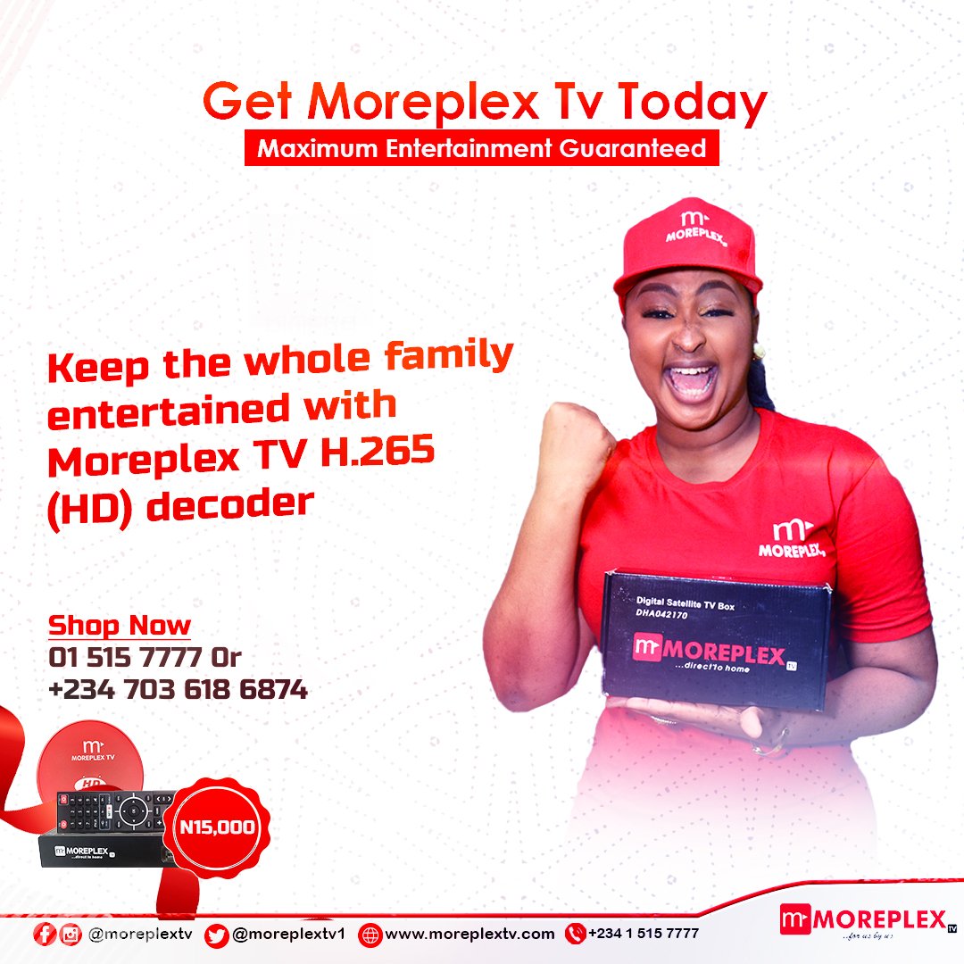 moreplextv1's tweet photo. Keep the whole family entertainmented, educated and informed, Only on MoreplexTv
Call +2347036186874 0r 015157777
#Moreplextv #ForUsByUs #UnlimitedEntertainment #no1africandecoder https://t.co/1Rf8WsniHy