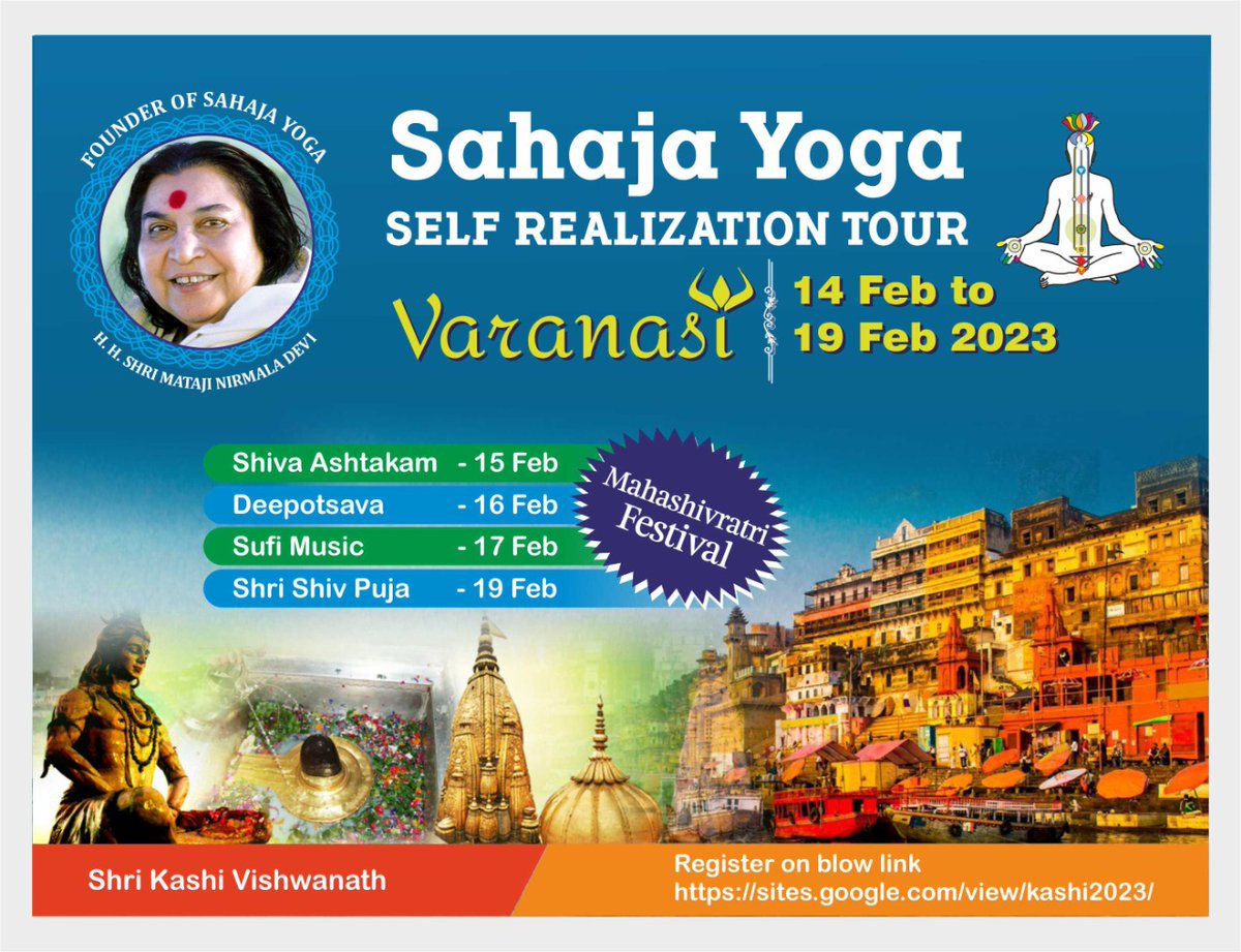 MySahajaYoga's tweet photo. Varanasi Realization Tour Feb 2023
#ShriMataji #Sahajayoga #Meditaiton #selfrealization #awakening #kundalini #Yoga #spirituality
#NSYS #Uttarpradesh #Kashi #kashivishwanath #Banaras #Varanasi #Ganga #Mahashivrathi https://t.co/5zC9IXNYLV