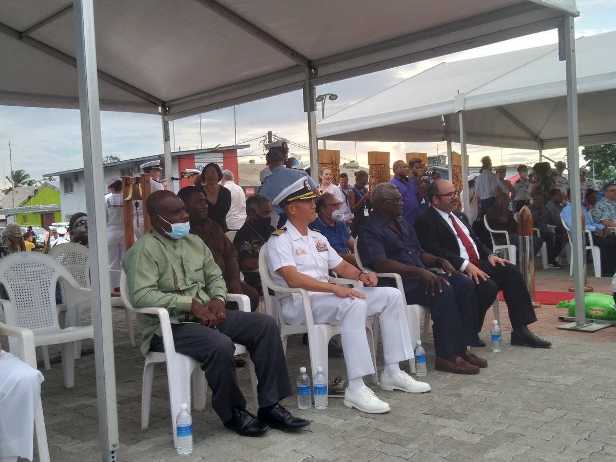 MPodokolo's tweet photo. Opening event of the Pacific Partnership 2022 in Honaira 🇸🇧.PM Sogavare also attended the event and was given the highest Naval honour. https://t.co/Y7lBGB5uiQ