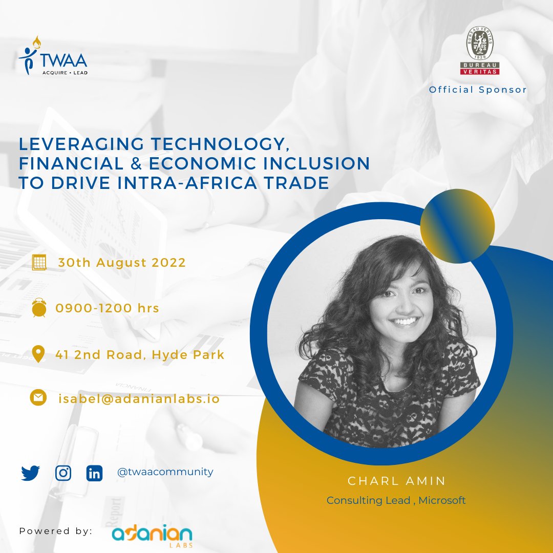 adanianlabsSA's tweet photo. So excited to finally have @TwaaCommunity launching in SA today as we unpack leveraging #Technology, #socio_economic inclusion to drive #IntraAfricaTrade
Our powerful panel of speakers will share their insights today.
#womenintech #twaacommunity #TWAASAlaunch https://t.co/OUYDqj3x15