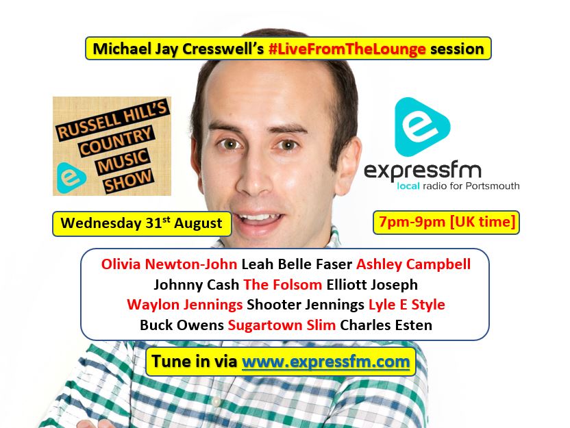 Catch @Mjayjcresswell's superb #LiveFromTheLounge session on @ExpressFM this Wednesday on my #CountryMusic Show, the latest by @leahbellefaser and there'll also be crackers by @olivianj @ashcambanjo @SugartownSlim @mrestyle @thefolsomduo @ElliottJosephUK #Nashville #Americana