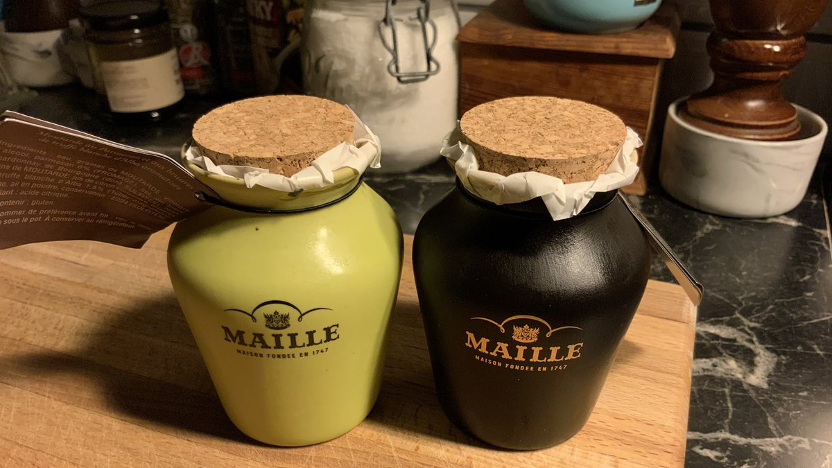 100milemark's tweet photo. .@FoodProfessor I feel fortunate that my wife #ChefJenR recently picked up these two for me at the Maille store in @paris #MyMaille Can I make them last a while? You bet! #100MileStyle #Mustard https://t.co/00hrTJ9P3J