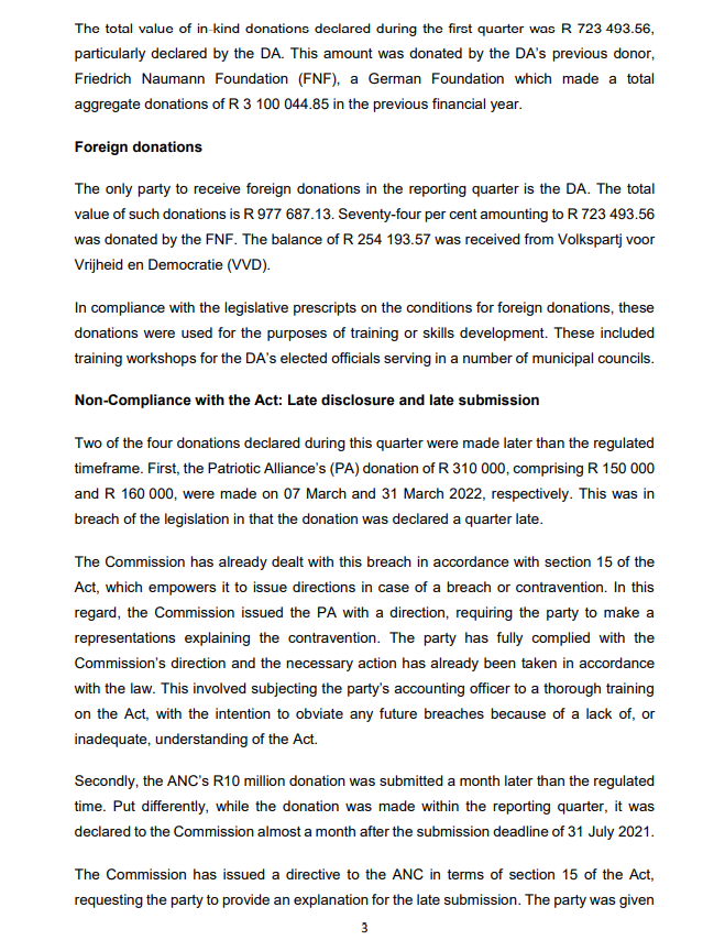 IECSouthAfrica's tweet photo. MEDIA RELEASE: Electoral Commission issues 2022-23 first quarter disclosure report in terms of the Political Party Funding Act and Regulations https://t.co/GmO7vsQr76