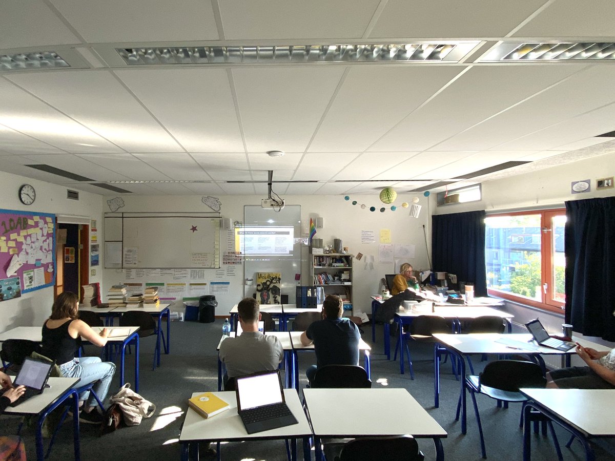 CaitlinSWatson's tweet photo. Furious nodding and note taking in @BSN_SSV @BSNEngDram during @benniekara’s presentation. 

“Good curriculum is not about jostling for space, it’s about creative crafting.” #DiverseEd https://t.co/kl0LtXUfzK