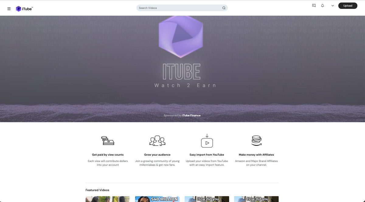 iTubeFinance's tweet photo. A sneak peek of iTube platform's home page 👀.

Are you ready for this wonderful ride?🚀🚀 https://t.co/f83tk3WegC