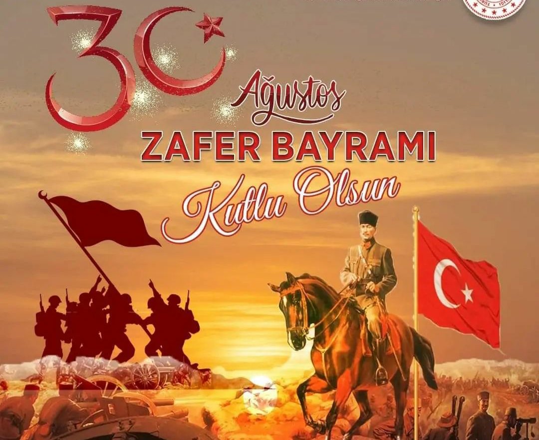 30 Ağustos Zafer Bayramımız'ın 100. Yılı kutlu olsun. Zaferimizin mimarları başta Gazi Mustafa Kemal Atatürk ve silah arkadaşları olmak üzere tüm şehit ve gazilerimizi rahmetle anıyoruz.