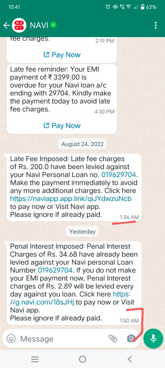 <a href="/navifinance/">Navi: UPI, Investments, Loans & Insurance</a> we have received multiple complaints that you are calling, messaging and harassing borrower even after 7:00 pm, this is violation of <a href="/RBI/">ReserveBankOfIndia</a> guideline, kindly stop unethical recovery partice.

<a href="/mid_day/">Mid Day</a> <a href="/moneycontrolcom/">Moneycontrol</a> <a href="/nsitharamanoffc/">Nirmala Sitharaman Office</a> <a href="/AdvDeepakMore1/">Adv Deepak More</a> <a href="/nikkhhiljethwa/">Nikkhhil Jethwa</a>