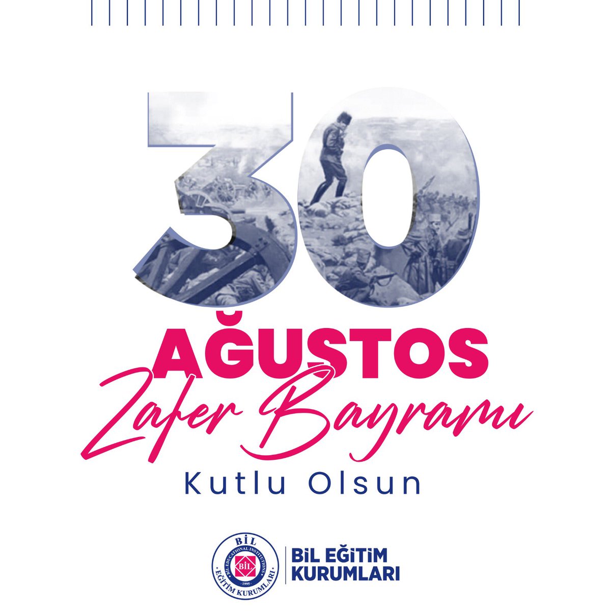 Bizlere bu büyük zaferi armagan eden Gazi Mustafa Kemal Atatürk’ü ve silah arkadaslarini saygi ve minnetle aniyoruz. 30 Agustos Zafer Bayramımız kutlu olsun.