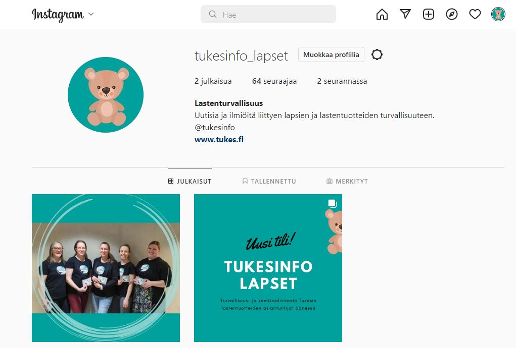 AnjaMere's tweet photo. Minä ja mun kollegat @Tukesinfo laitettiin vihdoin ja viimein meille Instagramiin lastenturvallisuuteen keskittynyt tili auki 🧸
Tervetuloa siis seuraamaan uutisia ja ilmiöitä liittyen lapsien ja lastentuotteiden turvallisuuteen.  
IG: tukesinfo_lapset 
https://t.co/9wdA6yZnOD https://t.co/UMJeqX4bwt