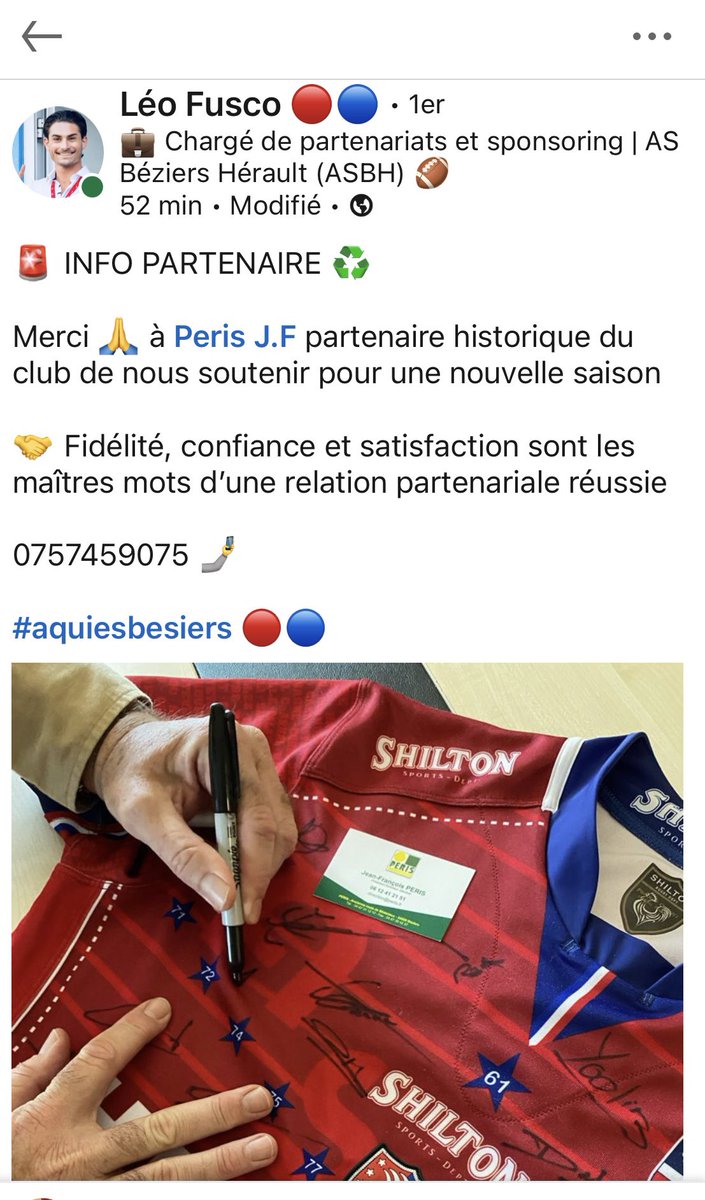perislanguedoc's tweet photo. Bonne chance @ASBHOfficiel pour cette nouvelle saison #LNR #ProD2 @VilleDeBeziers #valeurs #combat #victoires https://t.co/yxNwBP4eaC