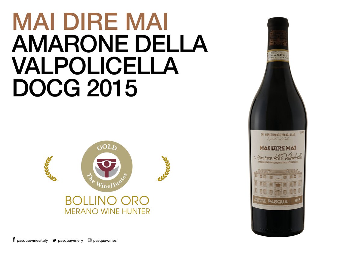 PasquaWinery's tweet photo. Proud to have obtained the gold WineHunter award ‘22 for: #MaiDireMai #Amarone della Valpolicella 2015, #CeciliaBeretta #Mizzole Valpolicella Superiore 2018 and Cecilia Beretta #TerrediCariano Amarone della Valpolicella Riserva 2016
#mwf2022 #thewinehunteraward @MeranoWineFest https://t.co/erntGeOGTK