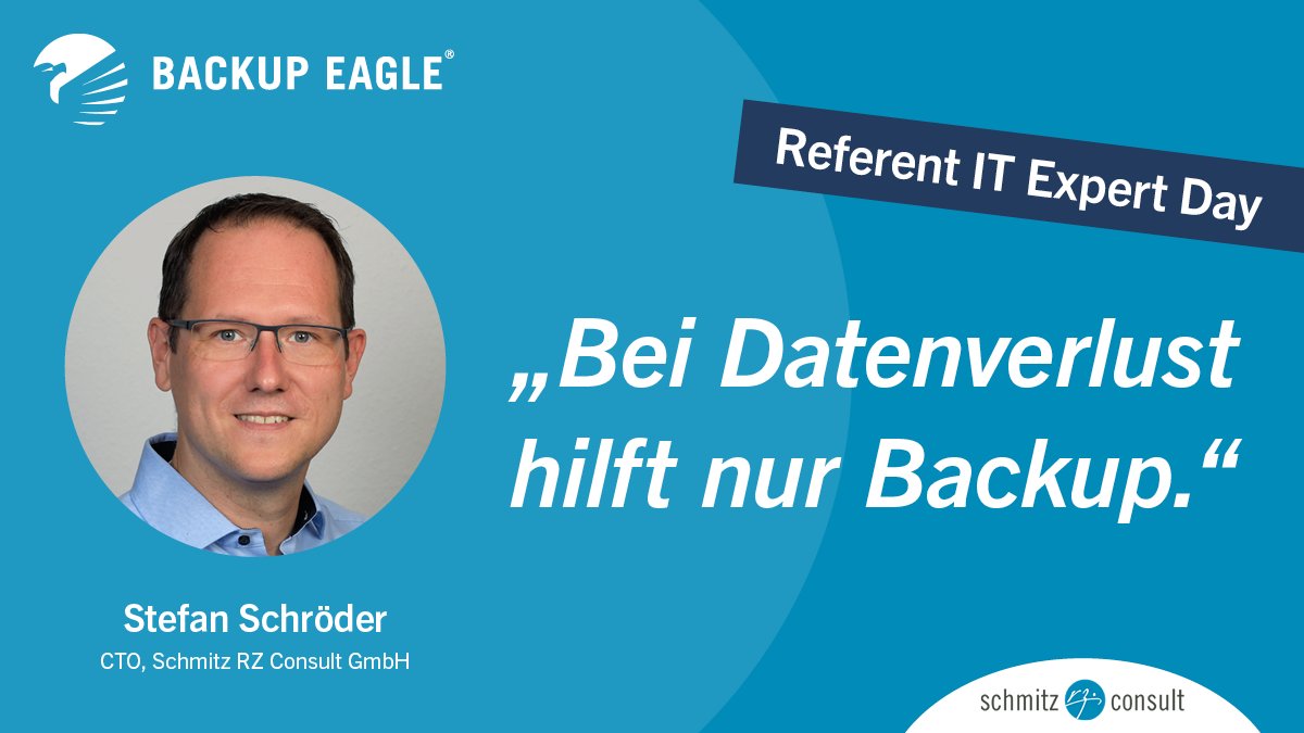 backupeagle's tweet photo. Beim #ITExpertDay zeigt @schroeder_ste die Herausforderungen im #Backup-#Monitoring-, #Reporting sowie -#Audit und wie das Tool #BACKUPEAGLE den smarten Überblick liefert. Das Event am 19. September 2022 in Göttingen beginnt um 12 Uhr. Jetzt anmelden: https://t.co/qyLzxv26qX https://t.co/xiJckIwL4k