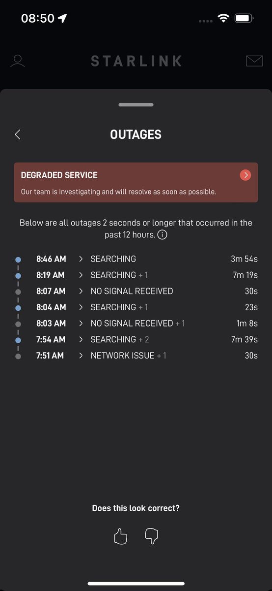 Woah. Not seen #Starlink have this many #outages before.