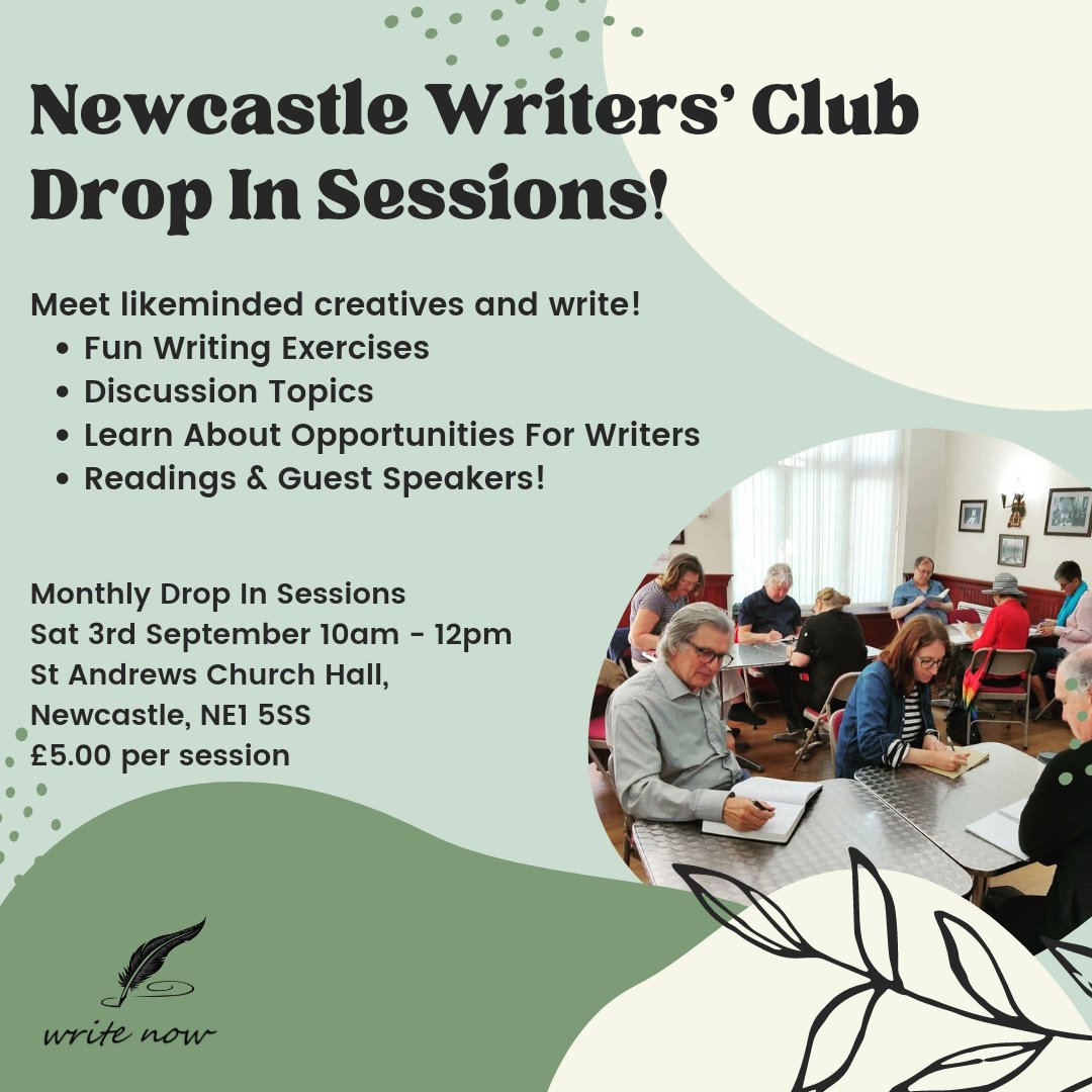 WriteNowUK's tweet photo. Newcastle Writers' Club meets this Saturday! ✍ 

Join me and other local writers in a supportive and constructive atmosphere for writing exercises, fun and discussions.

https://t.co/d8CNSBnk5Q https://t.co/dL8qPyg4FL
