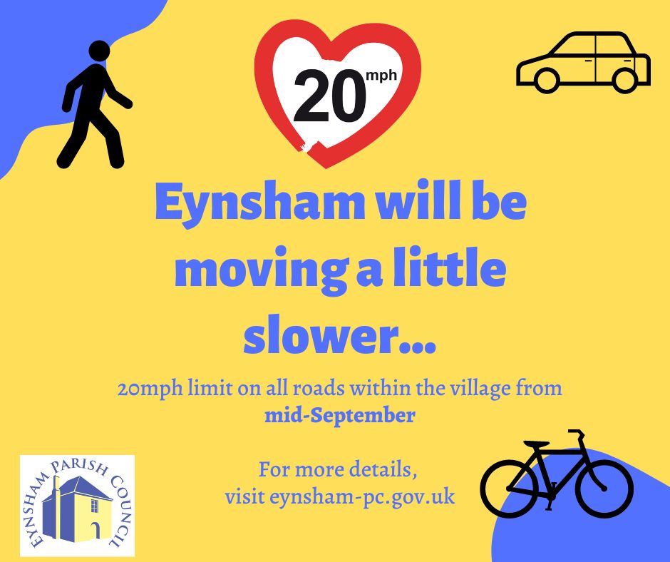 Speed limits in the village will be changing next month. Read all the details in this article so you're ready to take it a little slower to enable safer sharing of #Eynsham roads: eynsham-pc.gov.uk/org-news.aspx?… @20sPlentyOxon #SafeSpeeds