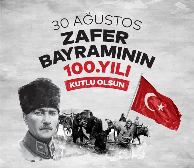 30 Ağustos Zaferinin 100. Yılını kutluyor, Gazi Mustafa Kemal ATATÜRK ve silah arkadaşlarını saygı ve minnetle anıyoruz.

#30AgustosZaferBayramı