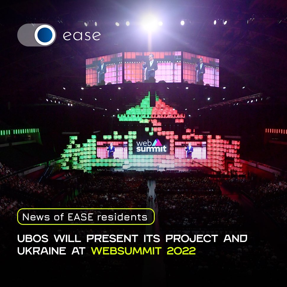ease_ua's tweet photo. We have great news from our residents — UBOS 🔥

This year, at the largest technological conference #WebSummit 2022, startup UBOS - will present their project and Ukraine 🤩 https://t.co/rSKktO0NPJ
