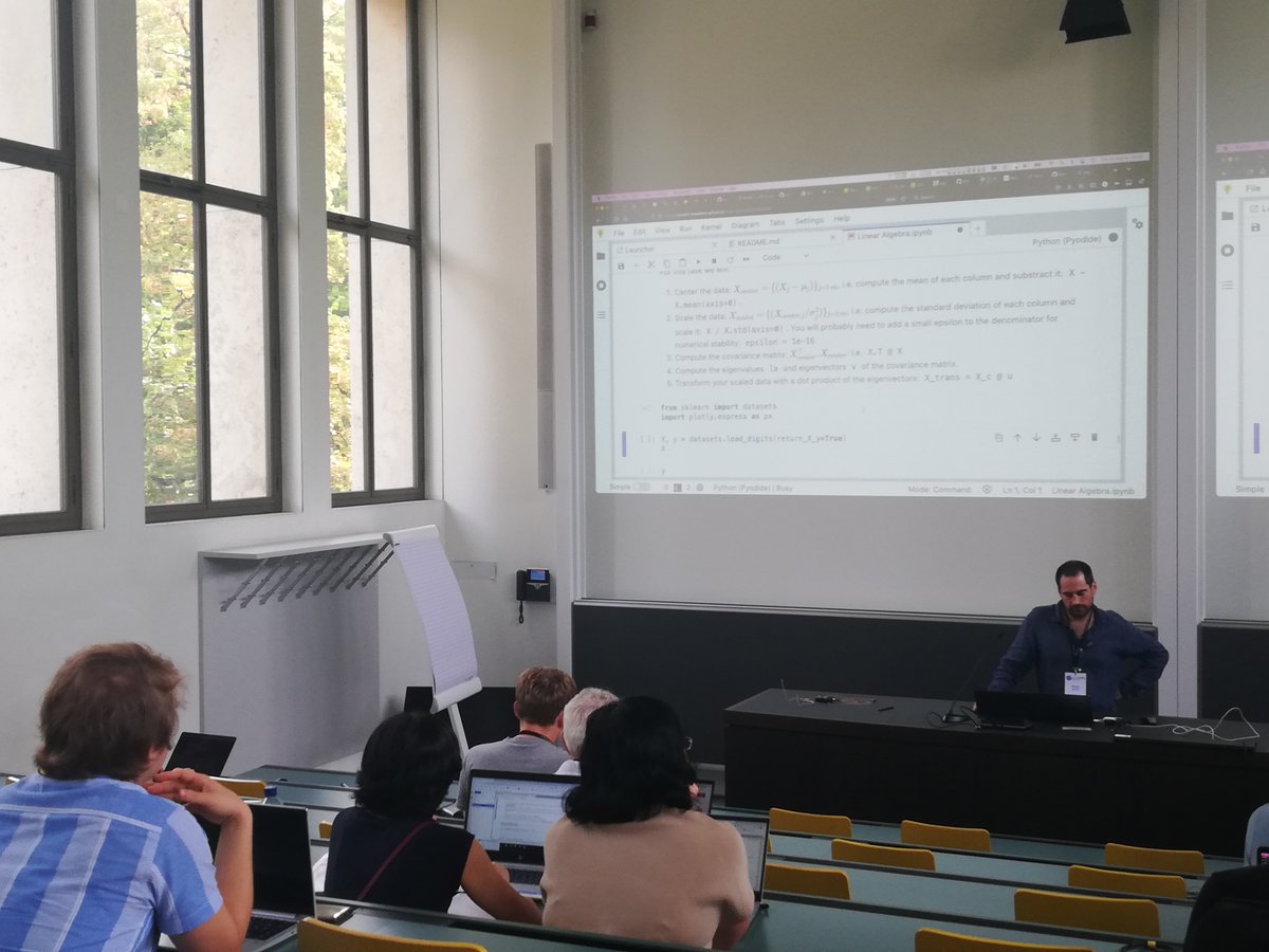 sklearn_inria's tweet image. Using #JupyterLite @EuroSciPy is perfect to introduce @SciPy_team. This intro was prepared by Vincent Maladiére and taught by @ogrisel.  
bit.ly/3Ttf6OA
@ProjectJupyter @pyodide