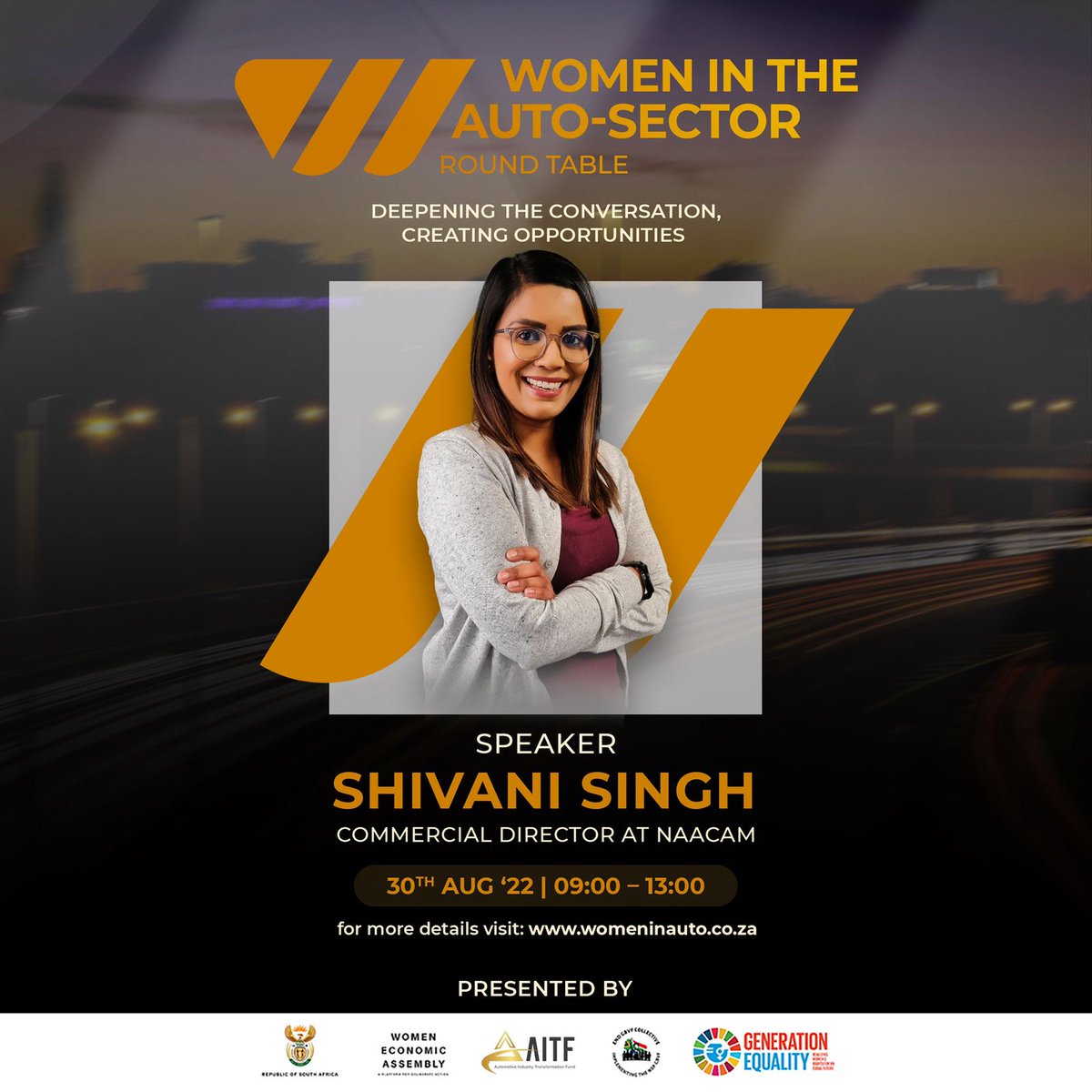 weconaza's tweet photo. #ShivaniSingh from @NAACAM_SA touching on key opportunities that exist in component manufacturing in the South African market.
#APlatformForDeliberateAction
#WomenInAuto https://t.co/euknv4ZD3y