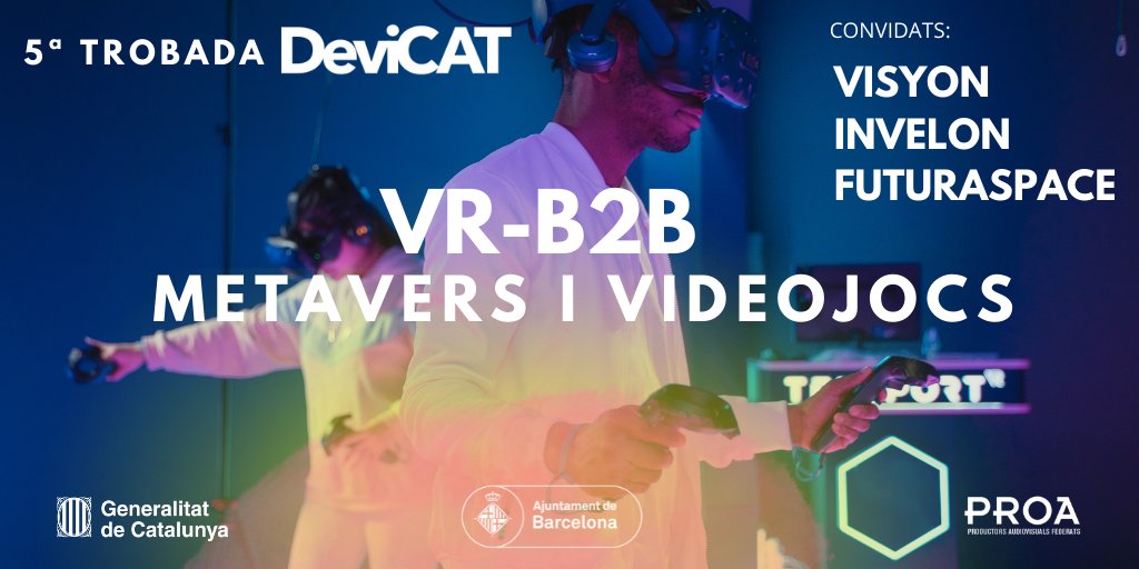 devicat_'s tweet photo. 5ª Trobada #DeviCat per a professionals dels #videojocs 

🗣️#Metavers/VR-B2B
Taula rodona per a explorar les possibilitats de les tecnologies #VR per a la indústria del #videojoc
Amb
Visyon- Raül Cruz
Invelon-Marc Solé
FuturaSpace-Patricia M. Val

info👉https://t.co/IouOP9qYwh https://t.co/NzWJnEd7Lm