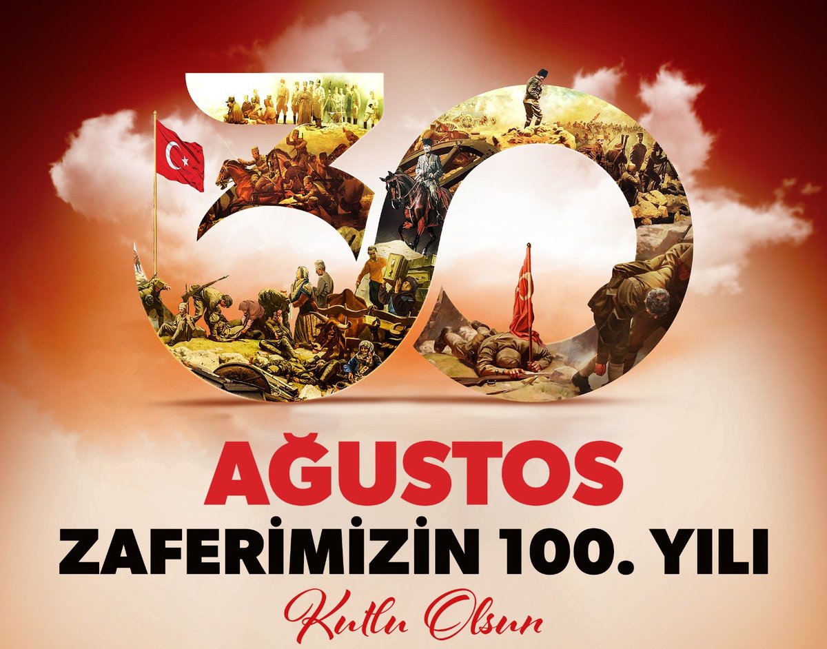 Bugün, Türk milletinin bağımsızlık ve özgürlüğe kavuştuğu gündür..

30 Ağustos Zafer Bayramımızın 100. yılında Başkomutan Mustafa Kemal Atatürk başta olmak üzere bu zaferi bize armağan eden tüm kahramanlarımızı saygı ve özlemle anıyoruz.

 #30AğustosZaferBayramı'mız Kutlu Olsun🇹🇷