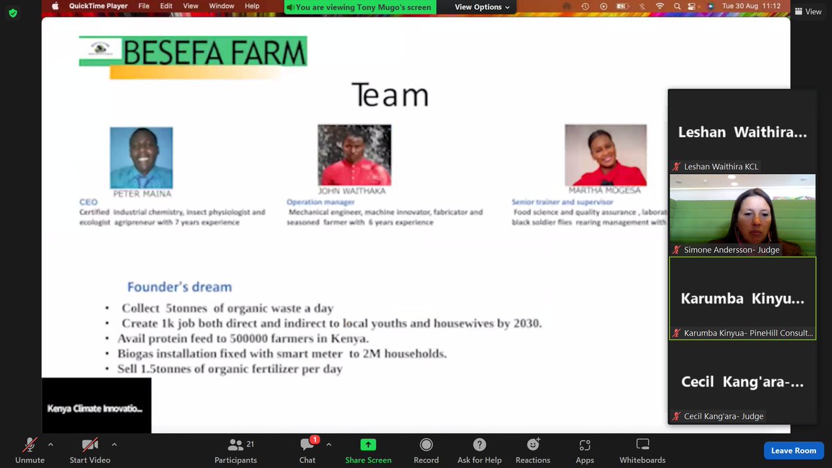 KenyaCIC's tweet photo. Climate Launchpad Competition National Finals Pitches

Besefa Farm acquires waste materials from market, hotels, and farms where they aggregate these
waste materials into black soldier feeds. To watch live, click here: https://t.co/qTUAEzADoc

@ClimateLaunch , @ClimateKIC https://t.co/ElgLzEQbRA
