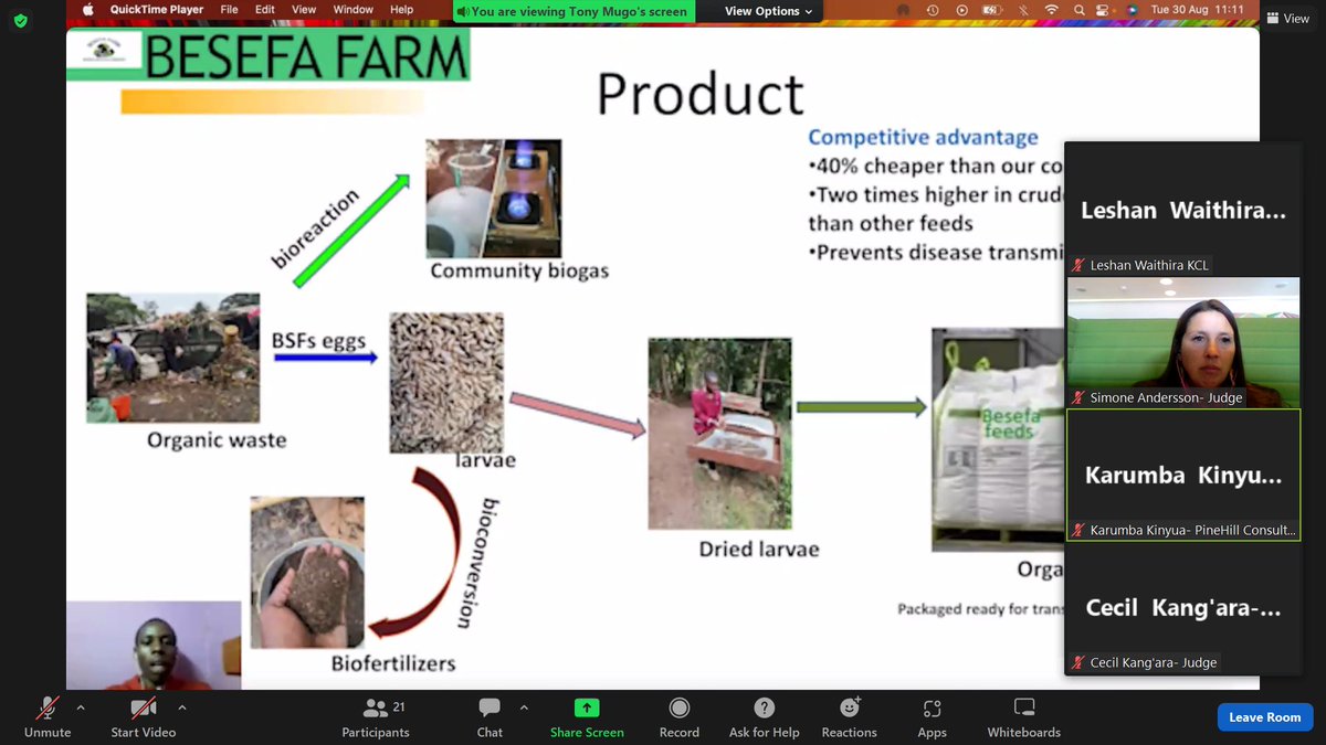 KenyaCIC's tweet photo. Climate Launchpad Competition National Finals Pitches

Besefa Farm acquires waste materials from market, hotels, and farms where they aggregate these
waste materials into black soldier feeds. To watch live, click here: https://t.co/qTUAEzADoc

@ClimateLaunch , @ClimateKIC https://t.co/ElgLzEQbRA