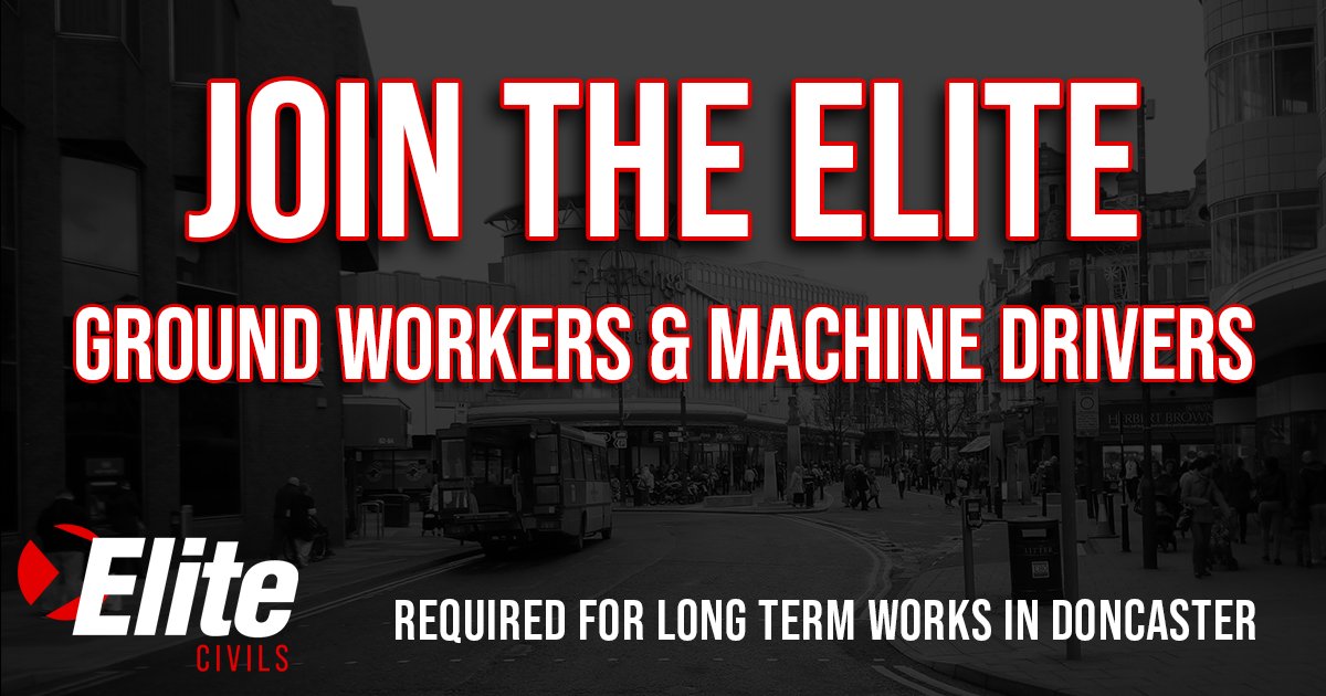 GROUND WORKERS &amp; MACHINE DRIVERS REQUIRED
ground workers £18/22 doe
machine drivers £20/25 doe
long term work in Doncaster starts Monday
for more info contact Scott on 07592505535
register to work here:
eliterg.co.uk/register/