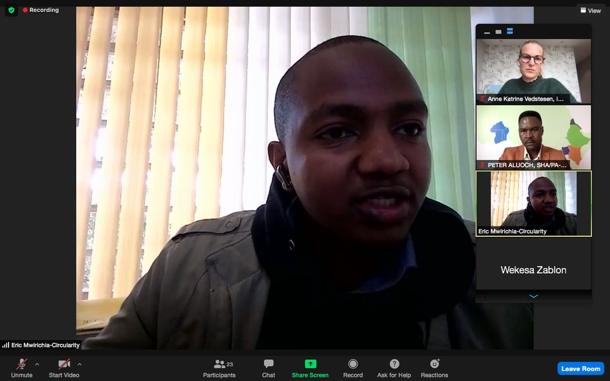 KenyaCIC's tweet photo. Currently pitching is Eric Mwirichia of Circularity Space pitching at the Climate Launchpad Competition National Finals. Join the event to learn from the judges, speakers, and innovators. Watch the event live here: https://t.co/qTUAEzADoc

@ClimateKIC , @ClimateLaunch https://t.co/yCq57tQSQw