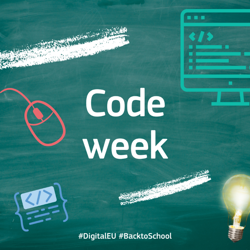 DigitalEU's tweet photo. 🤓 Interested in #coding or #programming? 

💡 When you #BacktoSchool, get involved in the coding activities to explore new ideas, boost your concentration &amp; memory skills.

🗓️ On 8-23 October, take part in the 10th edition of the 🇪🇺 #CodeWeek!

Learn more 👇