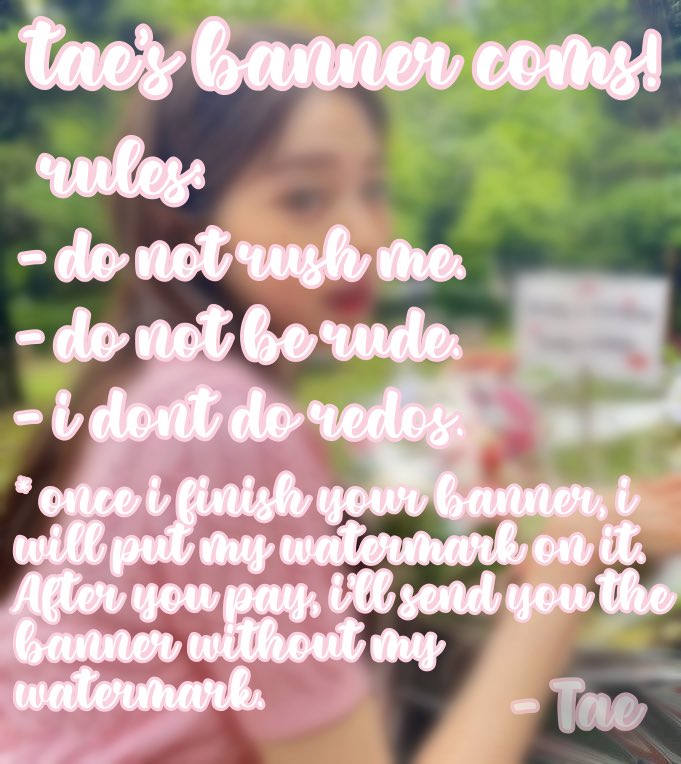 nottaehyungie_'s tweet photo. Banner coms open again!

 ♡︎ hello! please read these pictures below before purchasing !⇩ ♡︎

dm me or comment to purchase! ♡︎ have a nice day! https://t.co/YTNu6MS1Na